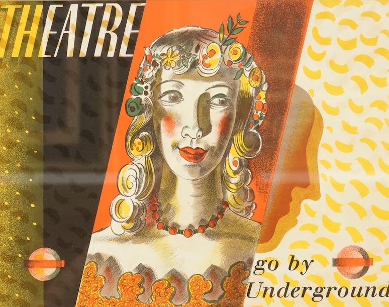 After Barnett Freedman (1901-1958), London transport theatre poster, 'Go by Underground', printed by the Curwen Press, colour lithograph, 25 x 32cm
